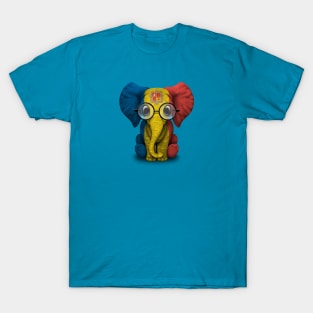 Baby Elephant with Glasses and Andorra Flag T-Shirt